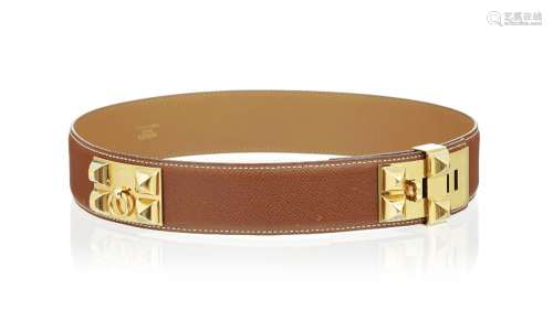 Hermès, ceinture Medor collier de chien en cuir Epsom Gold, ...