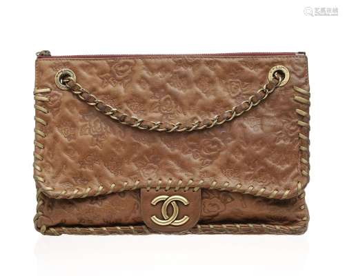 Chanel, sac vintage Whipstitch en cuir doré sur cuir pressé ...