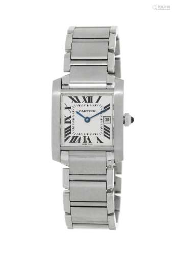 Cartier, Tank Française, réf. 2465, montre-bracelet en acier...