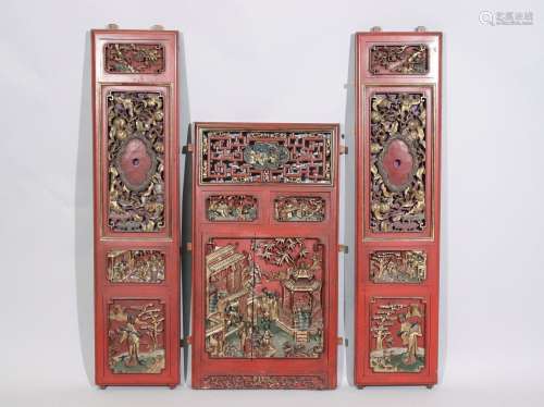 Chine, Ningpo, début du XXe siècle. Six panneaux provenant p...