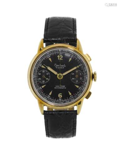 Hanhart, montre chronographe plaqué or et acier