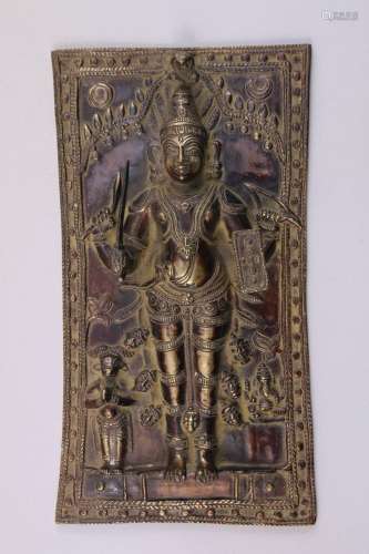 Inde.  Deux plaques votives, l'une à décor d'une divinité à ...