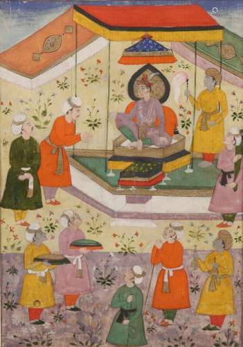 Inde Moghole, style provincial, ca. 1620-1630. Un roi reçoit...