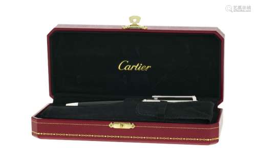 Cartier, Santos Dumont,  stylo bille en acier brossé et comp...