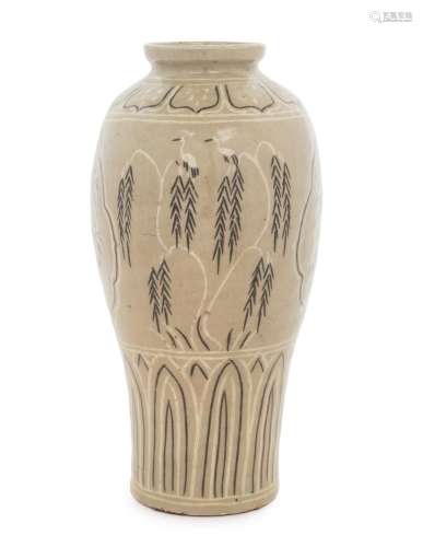 A Korean Goryeo-Style Inlaid Celadon Glazed Vase, Maebyong