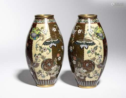 A Pair of Japanese Cloisonné Vases