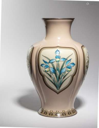 A Japanese Cloisonné Moriage Baluster Vase