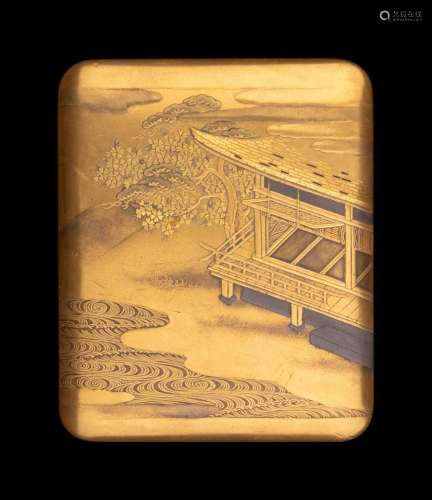 A Japanese Gold Lacquer Covered Accessory Box, Tebako