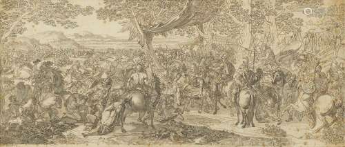 Sébastien I Leclerc (1637-1714)<br />
Scène de bataille, enc...