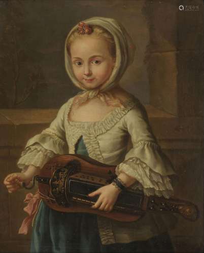 Ecole XVIIIe s<br />
Jeune fille jouant de la vielle, huile ...