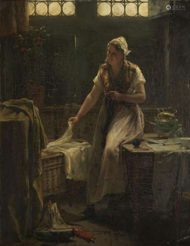 Edward Antoon Portielje (1861-1849)<br />
Jeune femme devant...