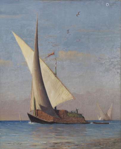 Albert Gos (1852-1942)<br />
Barque du Léman, huile sur toil...