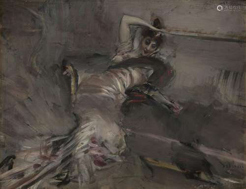 Giovanni Boldini (1842-1931)<br />
Femme en robe de bal sur ...
