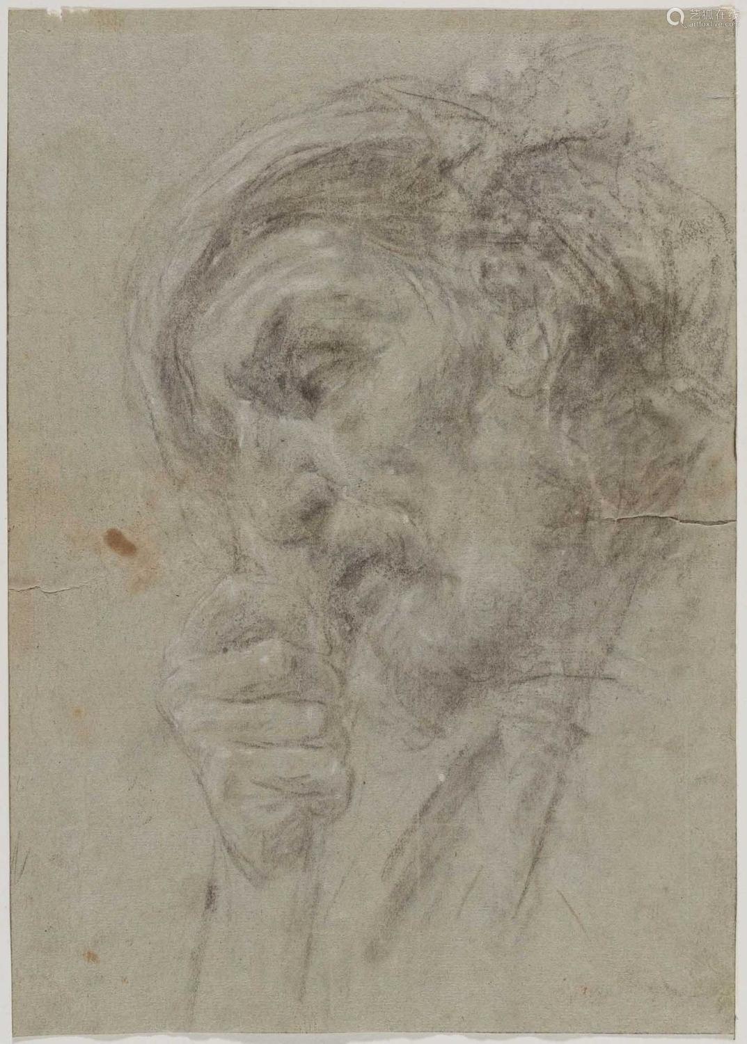 VÉNITIEN, 17E S.Portrait d'un homme avec la tête inclinée su...