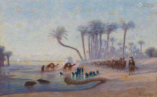 THÉODORE FRERE(1814 Paris 1888)Le Nil.Aquarelle, rehaussée d...