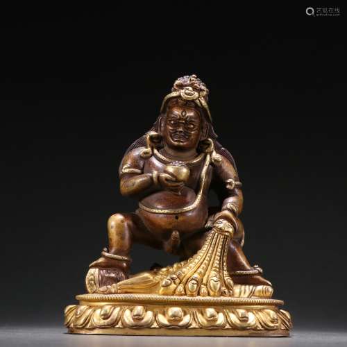 Chinese Qing Dynasty  Gilt Bronze God of Wealth Ornament