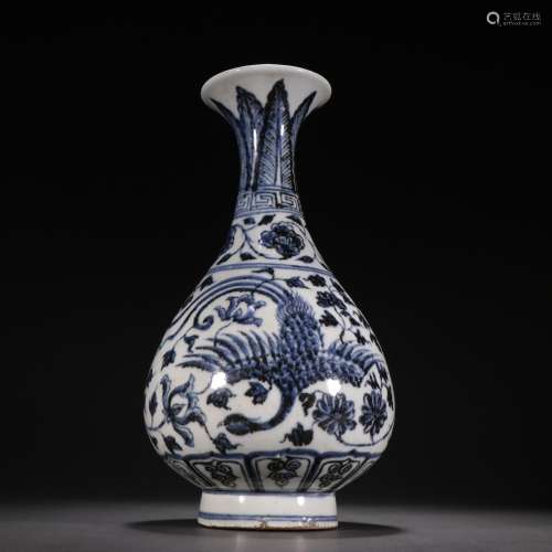 Chinese Qing Dynasty  Blue and White Phoenix Pattern Yuhu Sp...