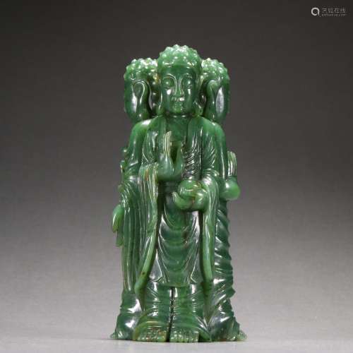 Chinese Qing Dynasty  Jade  Buddhas of Three Periods Ornamen...