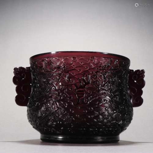 Chinese Qing Dynasty  Colored Glaze Dragon Pattern Censer