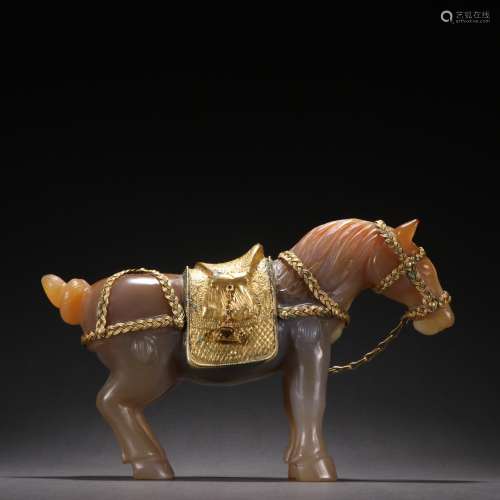 Agate Golden Horse Ornament