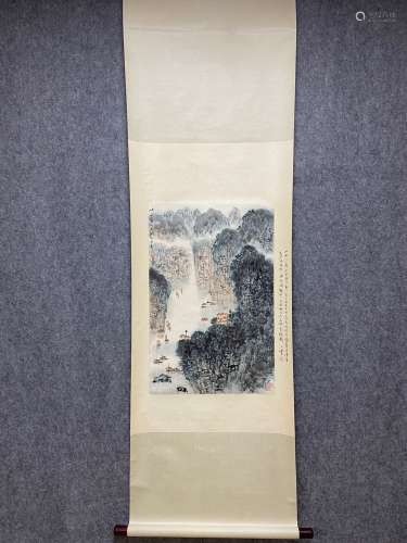 A Vertical-hanging Landscape Chinese Ink Painting by Song We...