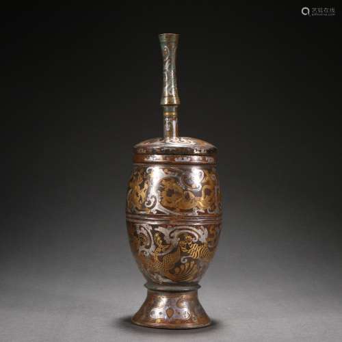 Bronze Inlaid with Gold and Silver Auspicious Beast Pattern ...