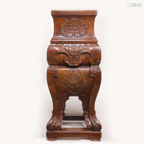 CHINESE QING DYNASTY HUANGHUALI WOOD CARVING CHILONG PATTERN...