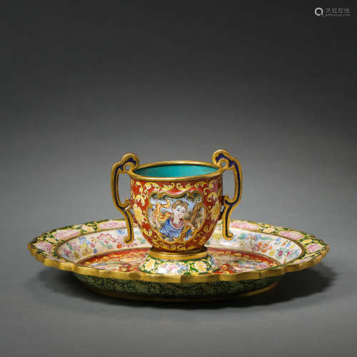 CHINESE QING DYNASTY ENAMEL SAUCER
