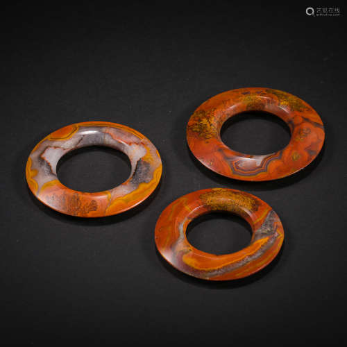 A SET OF CHINESE TANG DYNASTY AND WARRING STATES RED AGATE