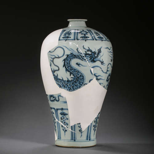 REPAIRED CHINESE YUAN DYNASTY BLUE AND WHITE RELICS