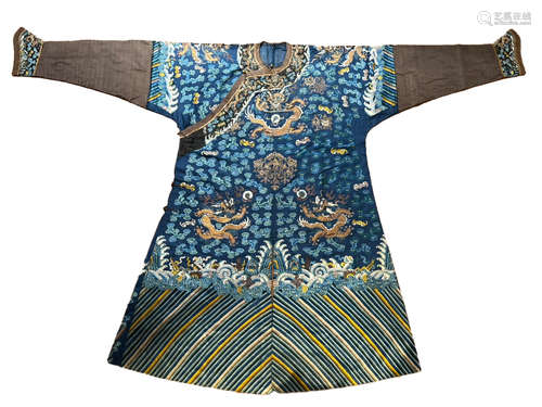 A Chinese Imperial Embroidered Dragon Robe