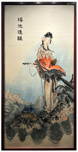 A Chinese Embroidered Hanging Panel of Immortal