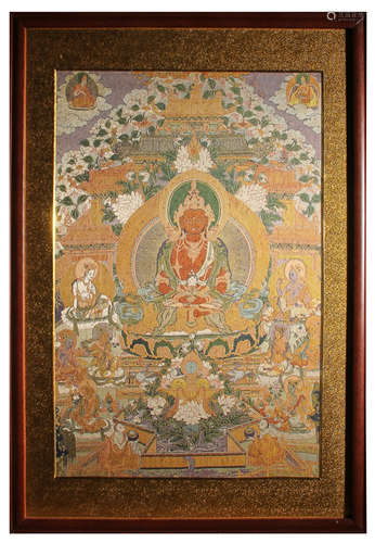 A Chinese Embroidered Hanging Panel of Amitabha