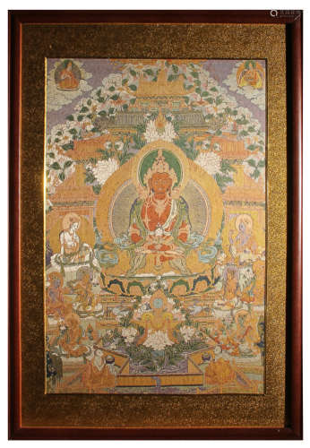 A Chinese Embroidered Hanging Panel of Amitabha