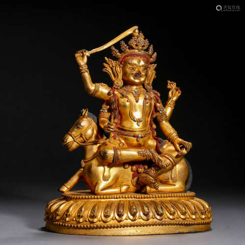 A Tibetan Bronze-gilt Palden Lhamo