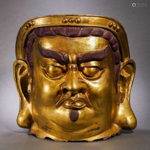 A Tibetan Bronze-gilt Master Head