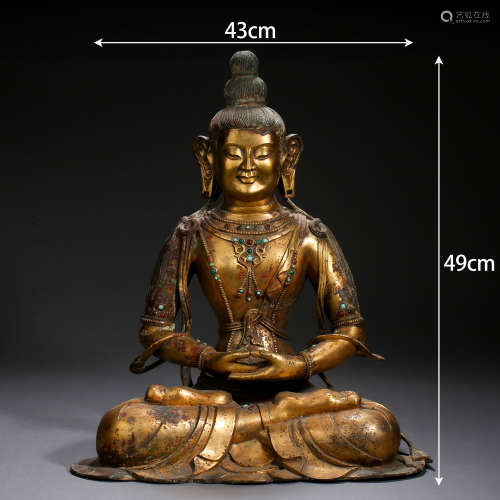 A Tibetan Bronze-gilt Figure of Avalokitesvara