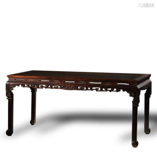 A Chinese Carved Hardwood Long Table