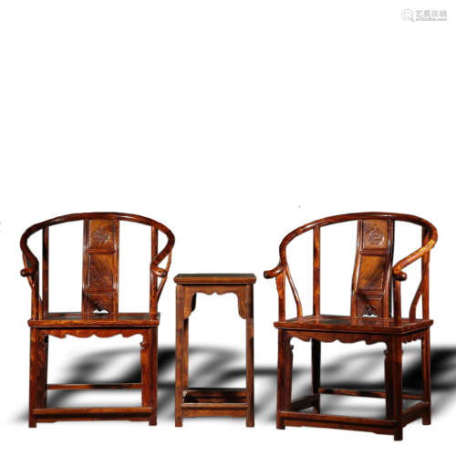 A Set of Chinese Huanghuali Armchair