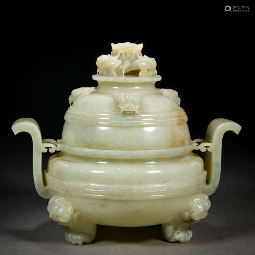 A Chinese Carved Jade Incense Burner