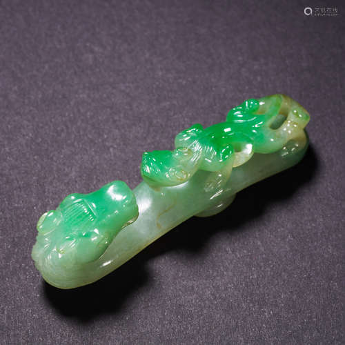 A Chinese Carved Jadeite Belt Hook