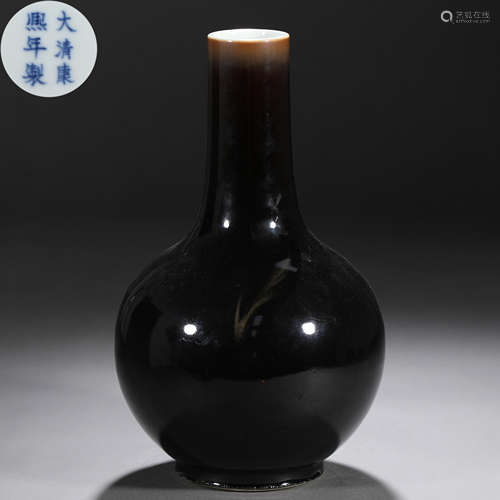 A Chinese Aubergine Glaze Bottle Vase