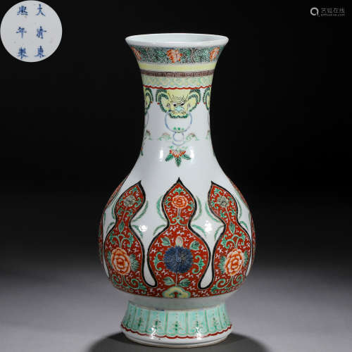 A Chinese Famille Rose Floral Vase