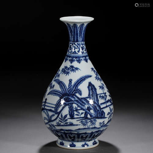 A Chinese Blue and White Vase Yuhuchunping