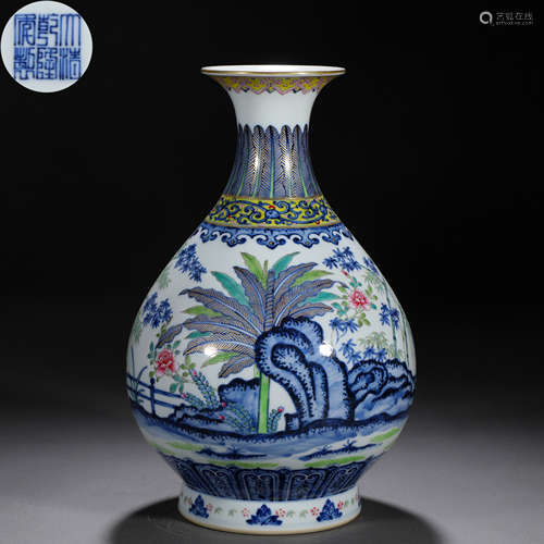 A Chinese Doucai Glaze and Gilt Vase Meiping