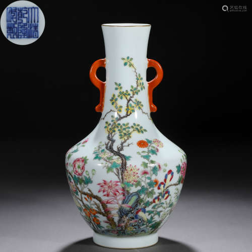 A Chinese Famille Rose Hundred Flowers Vase