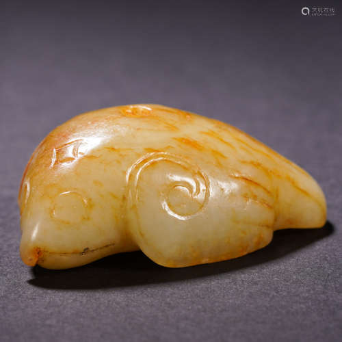 A Chinese Carved Cream Jade Mythical Beast