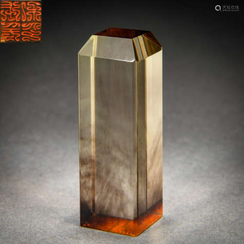 A Chinese Carved Smoky Quartz Seal