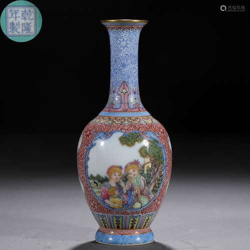 A Chinese Famille Rose Figural Story Vase