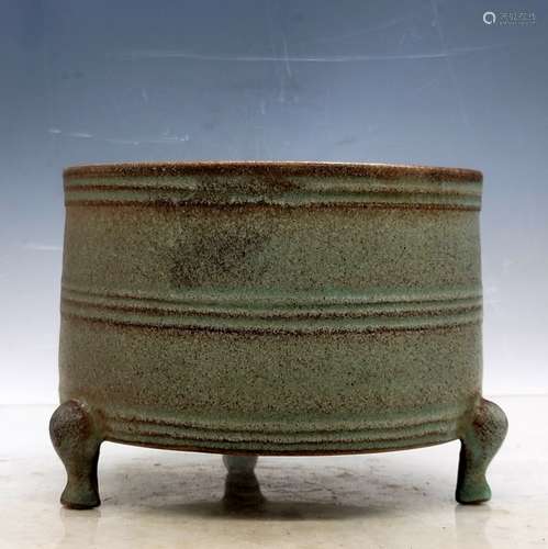 Chinese Glazed Porcelain Tripod Censer